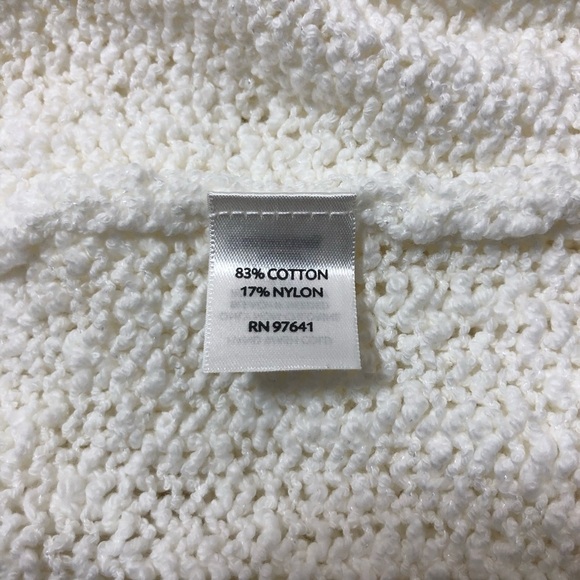 J.Jill Cotton Blend Textured Loose Knit V Neckline Off White Hoodie Sweater XL P - Picture 9 of 14